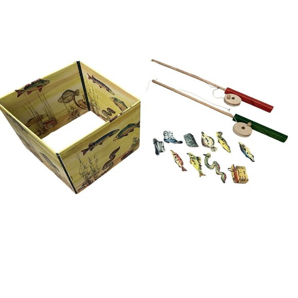 Vtg La Peche Au Tresor Magnetic Fishing Game Toy Tic Et Patte COMPLETE - Picture 2 of 7